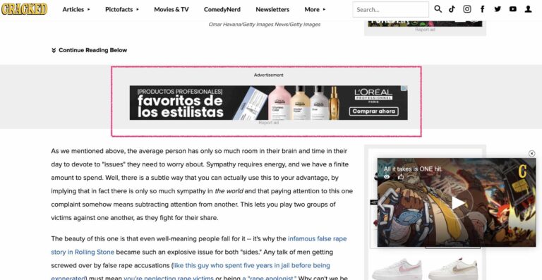 Ejemplo de anuncios de display en sitios web